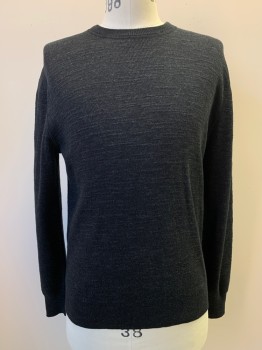 J CREW, Charcoal Gray, Gray, Cotton, Heathered, L/S, Crew Neck, Pullover,