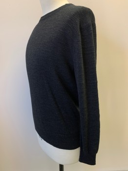 J CREW, Charcoal Gray, Gray, Cotton, Heathered, L/S, Crew Neck, Pullover,