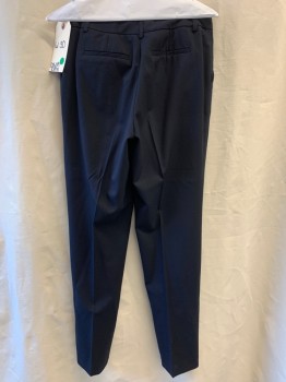 CALVIN KLEIN, Navy Blue, Synthetic, Solid, FF, Zip Front, Side And Back Pockets, Belt Loops