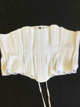 Womens, Corset 1890s-1910s, MTO, Off White, Cotton, Solid, W31, B40, Off White, Off White Trim and Lacing Back, Steel Bones, Bent Bones at Waist,