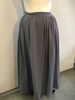 N/L, Gray, Cotton, Wool, Solid, Gathered Into 1.5" Wide Waistband, Button Closure At Center Back Waist, Floor Length Hem, Made To Order (1800's)