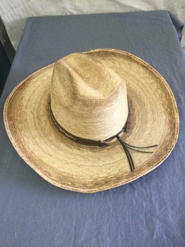 ALAMO HAT, Tan Brown, Brown, Aged Straw, Open Road with Leather Head Band with Brass Findings