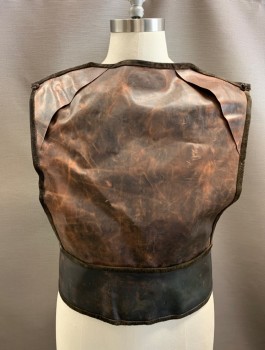 Unisex, Sci-Fi/Fantasy Top, HERO COLLECTION, Tobacco Brown, Vinyl, Solid, Mottled, M Mens, Aged/Distressed, Criss-cross Leather Wang, Ties At CB Waist,