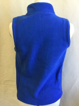 AIVTALK, Royal Blue, Turquoise Blue, Polyester, Solid, Collar Attached, Turquoise Zip Front, 2 Side Pockets