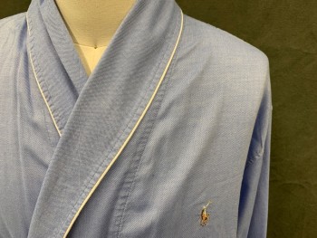 POLO, French Blue, Cotton, Solid, Shawl Collar with White Piping, 2 Pockets, Long Sleeves, Belt Loops (No Belt)