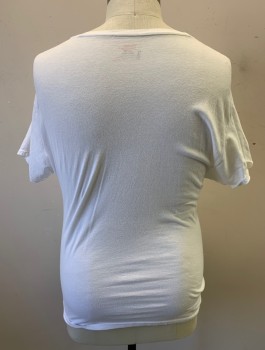 Unisex, Fat Padding, HANES/MTO, White, Cotton, Solid, XL, V-N Undershirt with Added "Pot Belly", Jersey Panel at Stomach Filled with Polyfill Stuffing, Made To Order