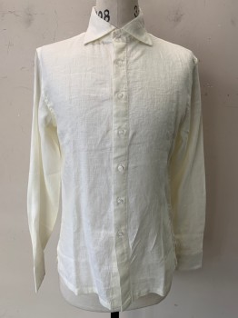 Island Import, Off White, Linen, Solid, L/S, Button Front, C.A.,