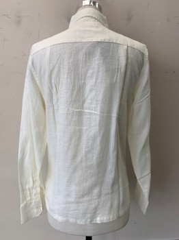 Island Import, Off White, Linen, Solid, L/S, Button Front, C.A.,
