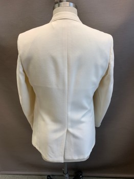 STAFFORD, Ivory White, Wool, Notched Lapel, Single Breasted, Button Front, 2 Buttons, 3 Pockets
