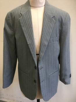 Childrens, Suit Piece 1, DOCKERS, Lt Gray, White, Polyester, Stripes - Pin, 14R, 2 Buttons,  3 Pockets, Notched Lapel,