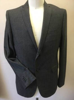 Z ZEGNA, Heather Gray, Lt Gray, Wool, Birds Eye Weave, Check , Heather Charcoal Gray Bird Eyes/ Plaid with Dark Gray and Light Gray Honeycomb Print Lining, Notched Lapel, Single Breasted, 2 Button Front, 3 Pockets, FC011104Long Sleeves,  with Matching Pants