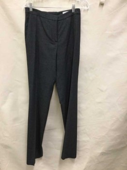 Womens, Suit, Pants, Piazza Sempione, Charcoal Gray, Gray, Wool, Polyester, Birds Eye Weave, W:30, High Waisted, Slim Leg, Zip Front, 3 Pockets