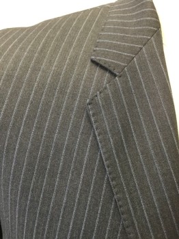 TALLIA, Black, Blue, White, Wool, Stripes - Pin, Black with Blue/white Pinstripes, Single Breasted, Collar Attached, Notched Lapel, Hand Picked Collar/Lapel, 2 Buttons,  3 Pockets