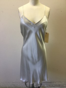 Womens, Nightgown, NORDSTROM, Silver, Silk, Solid, S, Spag Straps