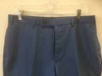 CALVIN KLEIN, French Blue, Wool, Polyester, Solid, Flat Front, Button Tab Waist, Zip Fly, 4 Pockets **Has TV Alt at Center Back Waist 2/10/2021