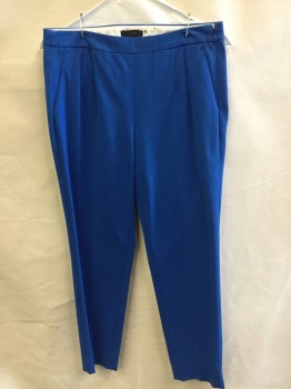 J. CREW, Royal Blue, Poly/Cotton, Spandex, Solid, Royal Blue, 2 Short Pleat Seams Front, 4 Fake Pockets, Side Zip