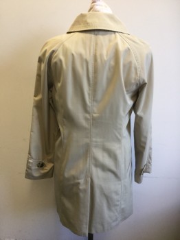 LONDON FOG, Lt Khaki Brn, Polyester, Solid, 4 Buttons, 3 Rows of Top Stitching on the Collar, Princess Seams, 2 Pockets,
