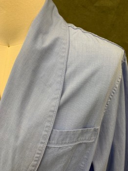 DANIEL CREMIEUX, French Blue, Cotton, Solid, Shawl Collar, 3 Pockets, Long Sleeves, Self Belt