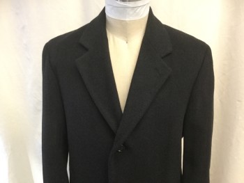 JONES NEW YORK, Charcoal Gray, Gray, Wool, Heathered, Notched Lapel, Single Breasted, 3 Buttons, 2 Side Entry Pockets, Back Vent, Knee Length