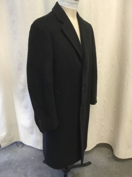 JONES NEW YORK, Charcoal Gray, Gray, Wool, Heathered, Notched Lapel, Single Breasted, 3 Buttons, 2 Side Entry Pockets, Back Vent, Knee Length