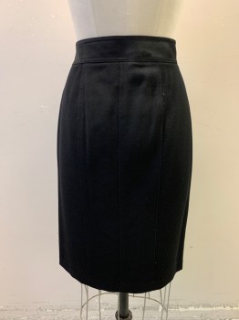 DKNY, Black, Wool, Solid, Diagonal Zipper Closure on Front, 1 Faux Welt Pocket, Snap Button on Waist