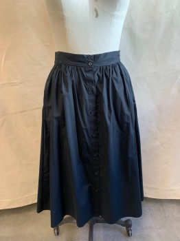 WHO WHAT WEAR, Black, Cotton, Solid, Button Front, Elastic Waistband, Gathered Waistband