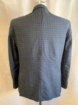 TOMMY HILFIGER, Steel Blue, Navy Blue, Sienna Brown, Polyester, Rayon, Check , Single Breasted, 2 Buttons, 3 Pockets, Notched Lapel, Double Vent