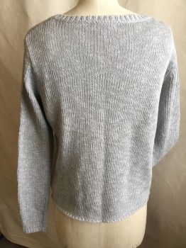 JAMES PERSE, Lt Gray, Cotton, Solid, Ribbed Round Neck,  Long Sleeves Cuffs & Hem