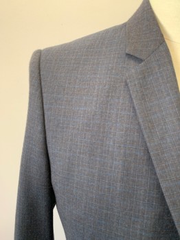 PAUL SMITH, Dk Blue, Black, Brown, Wool, Plaid, Notched Lapel, Single Breasted, Button Front, 2 Buttons, 3 Pockets
