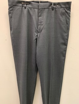 JOS A BANK, Gray, Wool, Solid, F.F, 4 Pockets, Zip Front,