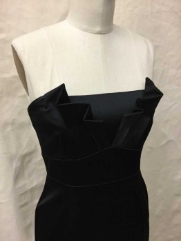 Coast, Black, Polyester, Lycra, Solid, Strapless,  Pleated Detail At Bust Front