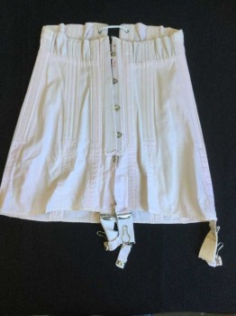 Womens, Corset 1890s-1910s, N/L, Lt Pink, Off White, Solid, Light Pink W/off White Lacing Trim Top, and Lacing Front, Hook Back, Garter Belts, See Photo Attached,