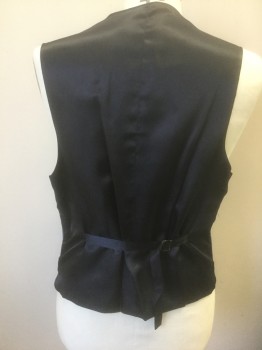 CALVIN KLEIN, French Blue, Wool, Polyester, Solid, 5 Buttons, 2 Welt Pockets, Black Lining and Back, Belted Back