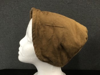 Womens, Historical Fiction Hat, MTO, Brown, Cotton, Solid, O/S, Aged Cap, Darted, Fitted
