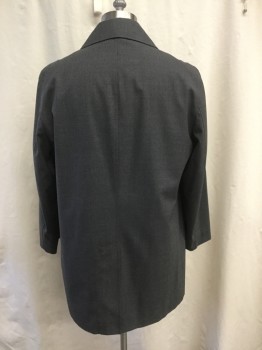 LORO PIANA, Dk Gray, Wool, Heathered, Hidden Placket Zip/Button Front, Collar Attached, Long Sleeves, 2 Pockets