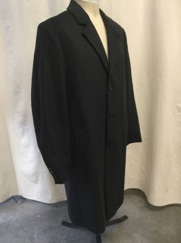 MICHAEL KORS, Charcoal Gray, Gray, Wool, Heathered, Notched Lapel, Single Breasted, 3 Buttons, 1 Chest Welt Pocket, 2 Side Entry Pockets, Back Vent, Knee Length *DOUBLE*