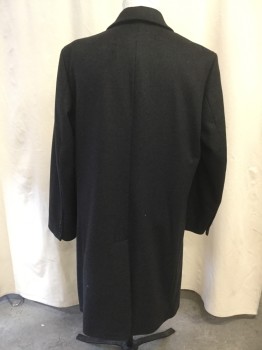 MICHAEL KORS, Charcoal Gray, Gray, Wool, Heathered, Notched Lapel, Single Breasted, 3 Buttons, 1 Chest Welt Pocket, 2 Side Entry Pockets, Back Vent, Knee Length *DOUBLE*