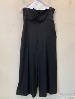 Womens, Slacks, MONSE, Black, Wool, Nylon, Solid, Sz.6, Very High Waist with Unusual Geometric Edges, Very Wide Palazzo Legs, 3 Pockets, Invisible Zipper at Side