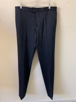 JOHN VARVATOS, Black, Navy Blue, Gray, Wool, 2 Color Weave, F.F, Side Pockets, Zip Front,