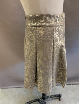MARK, Gold, Taupe, Polyester, Rayon, Graphic, Thick WB, with Pleats, Bk Zipper