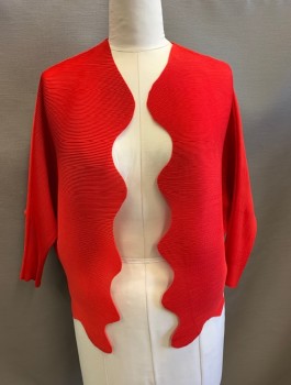 Womens, Sci-Fi/Fantasy Jacket, N/L, Red, Polyester, Solid, O/S, Permanent Pleating, Scalloped Hem, Open Front