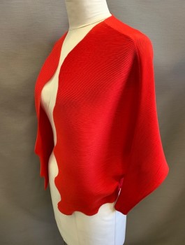 Womens, Sci-Fi/Fantasy Jacket, N/L, Red, Polyester, Solid, O/S, Permanent Pleating, Scalloped Hem, Open Front