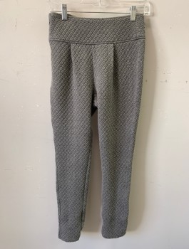 Womens, Sci-Fi/Fantasy Pants, N/L, Gray, Poly/Cotton, Solid, Diamonds, W:26, Quilted Jersey, 3" Wide Waist Yoke with Single Pleat at Each Side Below Yoke, Invisible Zipper at Side, Slim Leg