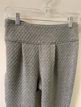 Womens, Sci-Fi/Fantasy Pants, N/L, Gray, Poly/Cotton, Solid, Diamonds, W:26, Quilted Jersey, 3" Wide Waist Yoke with Single Pleat at Each Side Below Yoke, Invisible Zipper at Side, Slim Leg