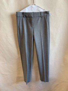 J. CREW, Gray, Polyester, Viscose, Heathered, F.F, 2 Front Pockets, 2 Faux Back Pockets, Zip Fly