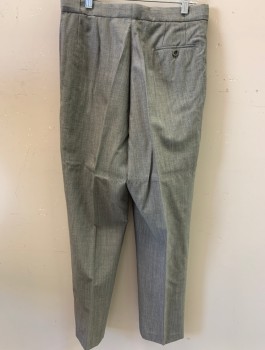 NL, Gray, Wool, Solid, F.F, Adjustable Waist, Front Slash Pockets, Single Rear Pocket