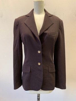 NL, Brown, Wool, Notched Lapel, Single Breasted, Button Front, 2 Buttons, 3 Pockets
