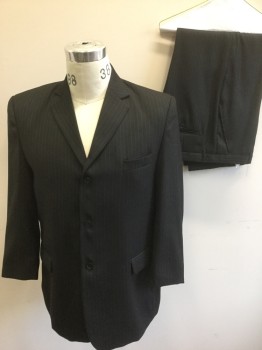 Childrens, Suit Piece 1, JOEY COTURE, Black, Lt Gray, Polyester, Stripes - Pin, 20R, Single Breasted, 3 Buttons,  3 Pockets, Notched Lapel,