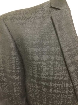 GIOVANNI TESTI, Graphite Gray, Black, Polyester, Viscose, Abstract , Mottled, Single Breasted, 2 Buttons,  Notched Lapel, 3 Pockets, Broken Up Plaid Ombre To Solid Black
