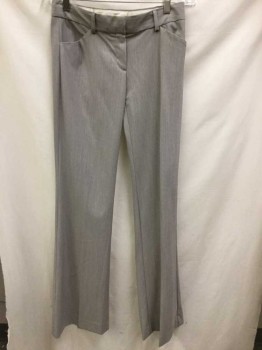 THEORY, Gray, Lt Gray, Wool, Lycra, Streaked Fabric, Low Rise, Boot Cut, Zip Front